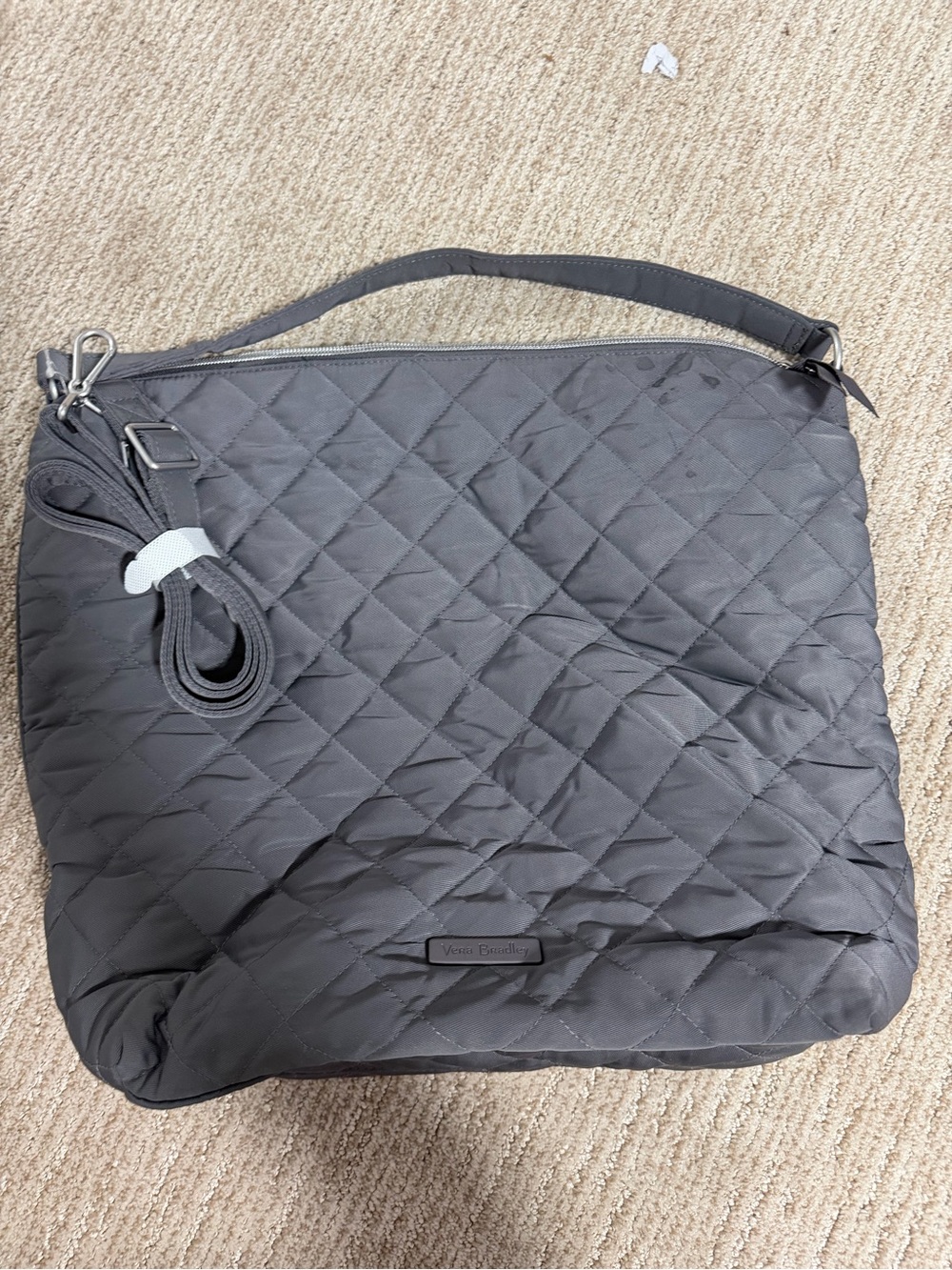 Vera Bradley Microfiber Bucket Crossbody - Carbon Gray